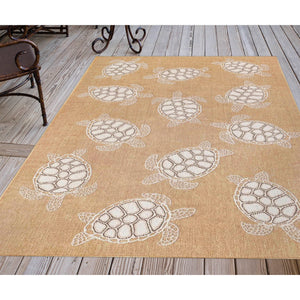 Trans Ocean Liora Manne Carmel Coastal Turtle Indoor/Outdoor Area Rug - Vibrant Beach Style For Any Space Natural Polypropylene,Polyester Cre45841312