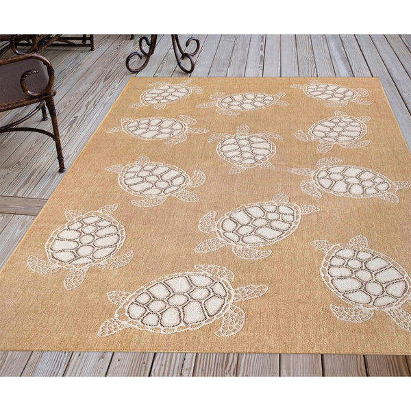 Trans Ocean Liora Manne Carmel Coastal Turtle Indoor/Outdoor Area Rug - Vibrant Beach Style For Any Space Natural Polypropylene,Polyester Cre45841312