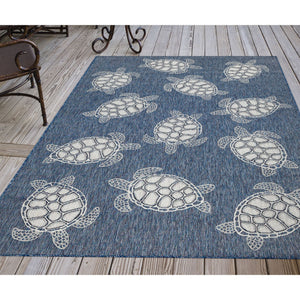 Trans Ocean Liora Manne Carmel Coastal Turtle Indoor/Outdoor Area Rug - Vibrant Beach Style For Any Space Navy Polypropylene,Polyester Cre45841333