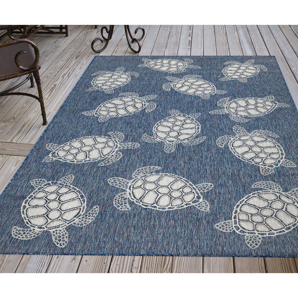 Trans Ocean Liora Manne Carmel Coastal Turtle Indoor/Outdoor Area Rug - Vibrant Beach Style For Any Space Navy Polypropylene,Polyester Cre45841333