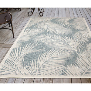 Trans Ocean Liora Manne Carmel Fronds Botanical Indoor/Outdoor Area Rug - Elegant Transitional Design For Any Space Blue Polypropylene,Polyester Cre69847404