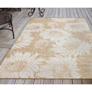 Trans Ocean Liora Manne Carmel Sunflower Field Area Rug - Transitional Botanical Design For Indoor & Outdoor Spaces Beige Polypropylene,Polyester Cre58848312