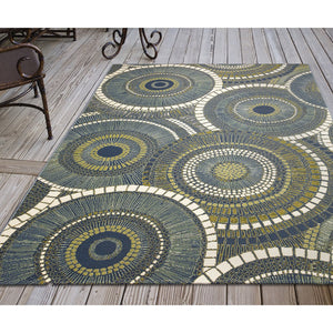 Trans Ocean Liora Manne Marina Circles Pillow - Contemporary Geometric Design For Indoor/Outdoor Elegance Blue Polypropylene,Polyester Mna45803503