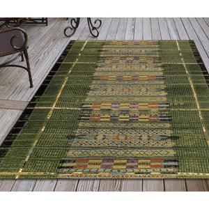 Trans Ocean Liora Manne Marina Tribal Stripe Indoor/Outdoor Pillow - Vibrant Geometric Accent For Any Space Green Polypropylene,Polyester Mna58805706