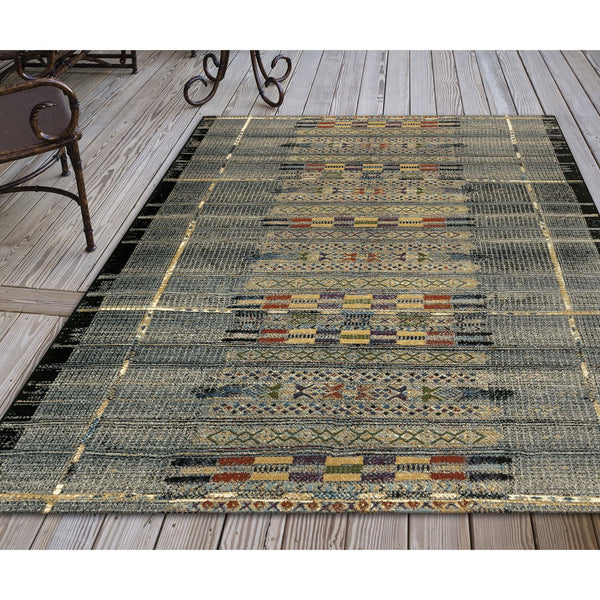 Trans Ocean Liora Manne Marina Tribal Stripe Indoor/Outdoor Pillow - Vibrant Geometric Accent For Any Space Black Polypropylene,Polyester Mna58805748