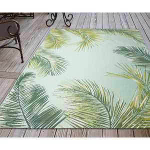 Trans Ocean Liora Manne Marina Palm Border Area Rug - Stylish Indoor/Outdoor Transitional Botanical Design Blue Polypropylene,Polyester Mna69815104