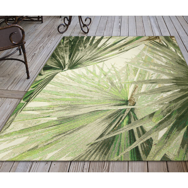 Trans Ocean Liora Manne Marina Palm Fan Area Rug - Vibrant Botanical Design For Indoor/Outdoor Spaces Green Polypropylene,Polyester Mna58818006