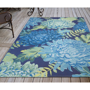 Trans Ocean Liora Manne Marina Mum Indoor/Outdoor Area Rug - Vibrant Floral Design For Style And Comfort Blue Polypropylene,Polyester Mna58818303