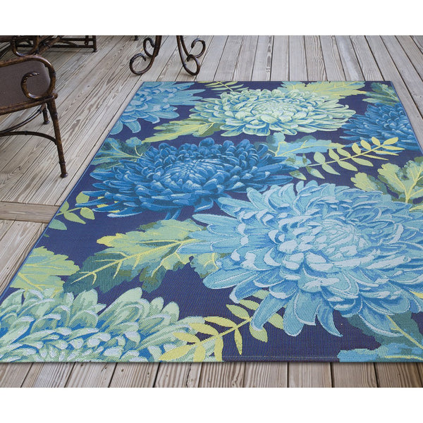 Trans Ocean Liora Manne Marina Mum Indoor/Outdoor Area Rug - Vibrant Floral Design For Style And Comfort Blue Polypropylene,Polyester Mna58818303