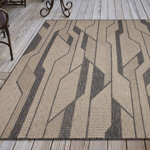 Trans Ocean Liora Manne Monaco Vienna Area Rug - Contemporary Geometric Design For Indoor/Outdoor Spaces Natural Polypropylene Moc57627712