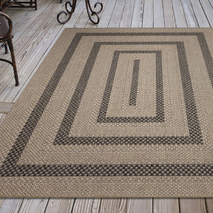 Trans Ocean Liora Manne Monaco Multi Border Area Rug - Stylish Indoor/Outdoor Design For Elegant Spaces Natural Polypropylene Moc69628012