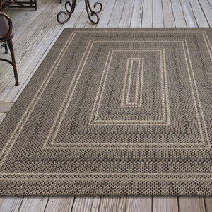 Trans Ocean Liora Manne Monaco Multi Border Area Rug - Stylish Indoor/Outdoor Design For Elegant Spaces Black Polypropylene Moc69628048