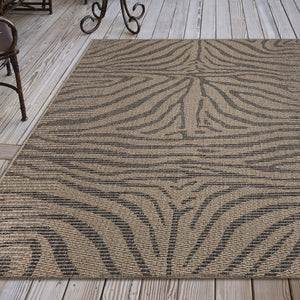 Trans Ocean Liora Manne Monaco Zebra Indoor/Outdoor Area Rug - Stylish Graphic Design For Modern Spaces Natural Polypropylene Moc80628112
