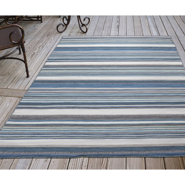 Trans Ocean Liora Manne Sonoma Malibu Stripe Indoor/Outdoor Area Rug - Stylish Hand Woven Geometric Accent Blue Polyester,Acrylic Sno57625804