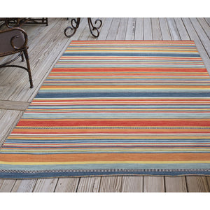 Trans Ocean Liora Manne Sonoma Malibu Stripe Indoor/Outdoor Area Rug - Stylish Hand Woven Geometric Accent Orange Polyester,Acrylic Sno46625814