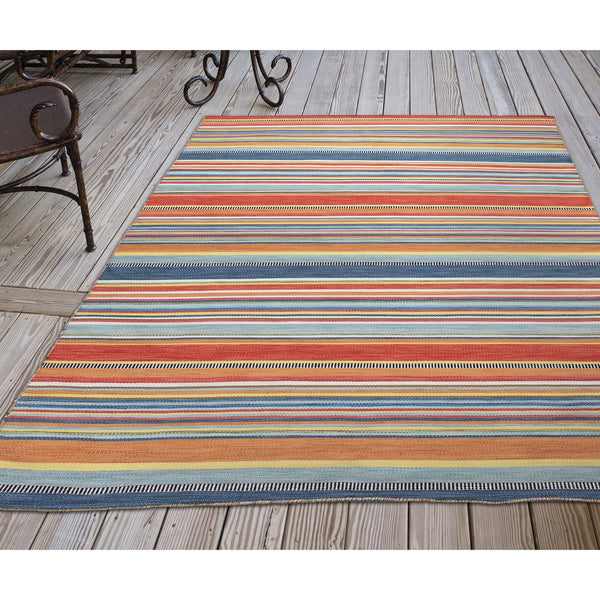 Trans Ocean Liora Manne Sonoma Malibu Stripe Indoor/Outdoor Area Rug - Stylish Hand Woven Geometric Accent Orange Polyester,Acrylic Sno46625814
