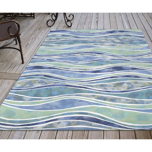 Trans Ocean Liora Manne Visions Iii Wave Indoor/Outdoor Area Rug - Durable, Artful Design For Any Space Blue Polyester Veb46312604