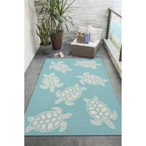 Trans Ocean Liora Manne Capri Turtle Handmade Indoor/Outdoor Area Rug - Vibrant Coastal Design For Any Space Blue Polyester,Acrylic Cap23163404