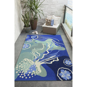 Trans Ocean Liora Manne Capri Jelly Fish Indoor/Outdoor Area Rug - Vibrant Coastal Design For Any Space Blue Polyester,Acrylic Cap46166504