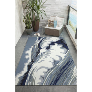 Trans Ocean Liora Manne Capri Wave Indoor/Outdoor Area Rug – Stunning Coastal Design For Elegant Spaces Blue Polyester,Acrylic Cap46175504