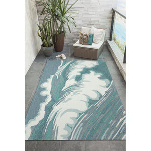 Trans Ocean Liora Manne Capri Wave Indoor/Outdoor Area Rug – Stunning Coastal Design For Elegant Spaces Blue Polyester,Acrylic Cap34175594