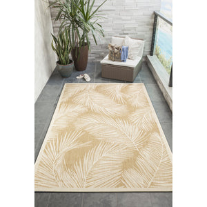 Trans Ocean Liora Manne Carmel Fronds Botanical Indoor/Outdoor Area Rug - Elegant Transitional Design For Any Space Beige Polypropylene,Polyester Cre45847412