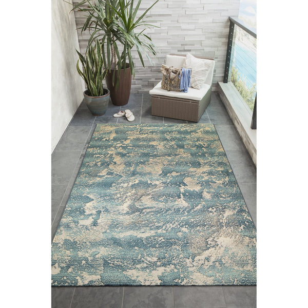 Trans Ocean Liora Manne Marina Stormy Indoor/Outdoor Area Rug - Coastal Graphic Design For Modern Spaces Blue Polypropylene,Polyester Mna45810003