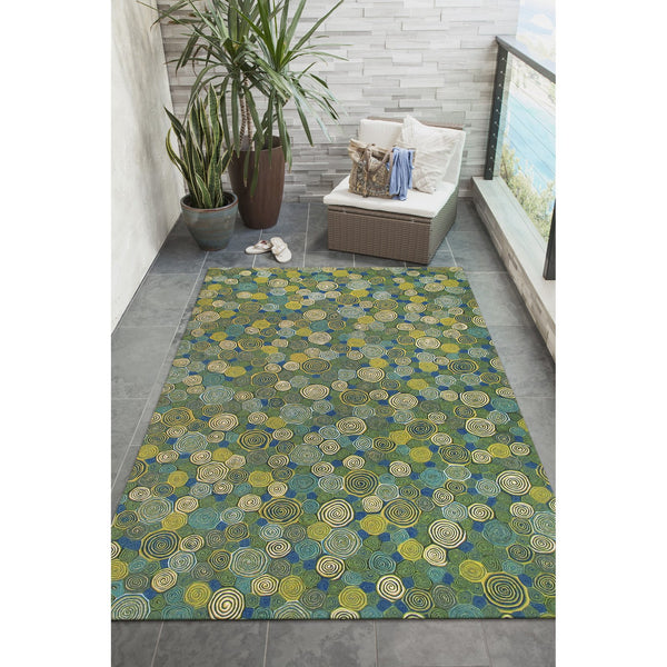Trans Ocean Liora Manne Visions Iii Giant Swirls Indoor/Outdoor Area Rug - Durable, Artful Accent For Any Space Green Polyester Veb46310203
