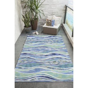 Trans Ocean Liora Manne Visions Iii Wave Indoor/Outdoor Area Rug - Durable, Artful Design For Any Space Blue Polyester Veb23312604