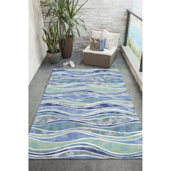 Trans Ocean Liora Manne Visions Iii Wave Indoor/Outdoor Area Rug - Durable, Artful Design For Any Space Blue Polyester Veb23312604