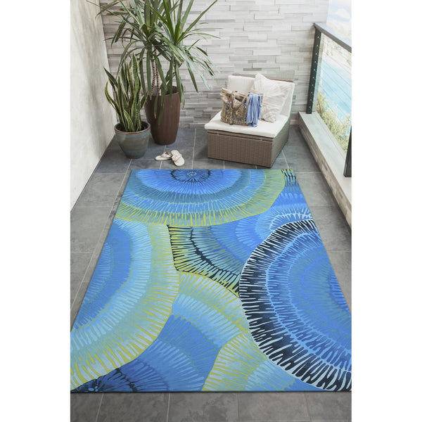 Trans Ocean Liora Manne Visions Iv Cirque Indoor/Outdoor Pillow - Vibrant Botanical Art For Stylish Spaces Blue Polyester Vgh23430204