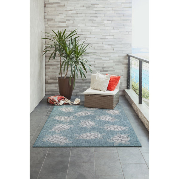 Trans Ocean Liora Manne Carmel Coastal Turtle Indoor/Outdoor Area Rug - Vibrant Beach Style For Any Space Blue Polypropylene,Polyester Cre45841304