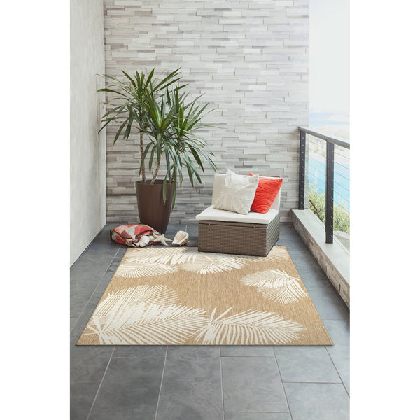 Trans Ocean Liora Manne Carmel Palm Indoor/Outdoor Area Rug – Tropical Botanical Leaf Design For Any Space Beige Polypropylene,Polyester Cre45843912