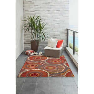 Trans Ocean Liora Manne Marina Circles Pillow - Contemporary Geometric Design For Indoor/Outdoor Elegance Orange Polypropylene,Polyester Mna45803517