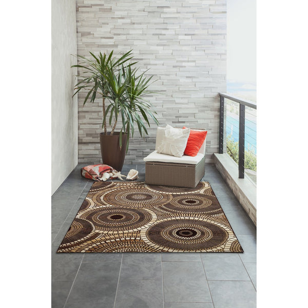 Trans Ocean Liora Manne Marina Circles Pillow - Contemporary Geometric Design For Indoor/Outdoor Elegance Brown Polypropylene,Polyester Mna34803519