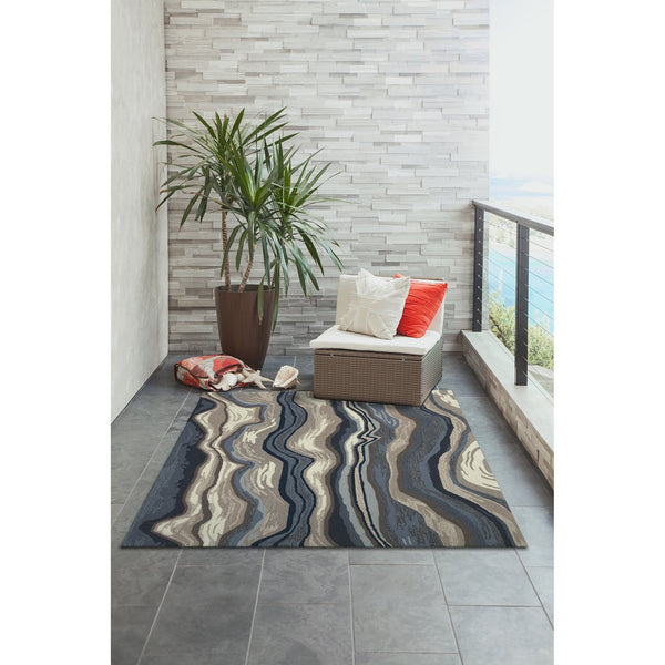 Trans Ocean Liora Manne Ravella Ipanema Indoor/Outdoor Rug - Coastal Contemporary Design For Any Space Blue Polypropylene,Acrylic Rvl46228503