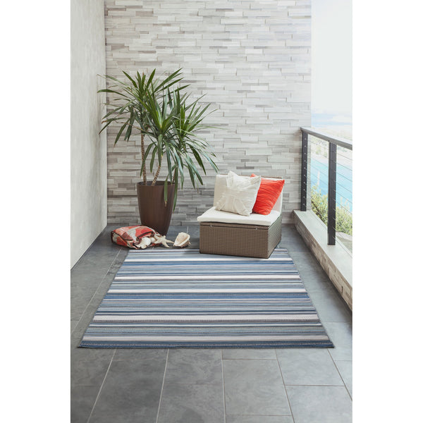Trans Ocean Liora Manne Sonoma Malibu Stripe Indoor/Outdoor Area Rug - Stylish Hand Woven Geometric Accent Blue Polyester,Acrylic Sno57625804