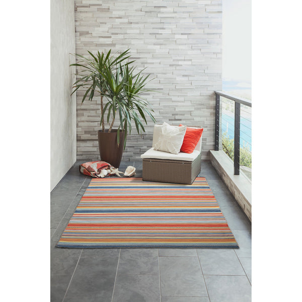 Trans Ocean Liora Manne Sonoma Malibu Stripe Indoor/Outdoor Area Rug - Stylish Hand Woven Geometric Accent Orange Polyester,Acrylic Sno46625814