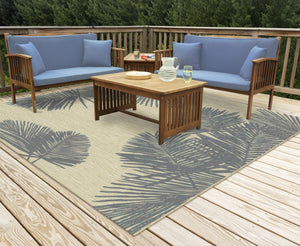 Trans Ocean Liora Manne Carmel Palm Indoor/Outdoor Area Rug – Tropical Botanical Leaf Design For Any Space Blue Polypropylene,Polyester Cres8843904