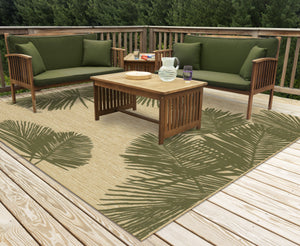 Trans Ocean Liora Manne Carmel Palm Indoor/Outdoor Area Rug – Tropical Botanical Leaf Design For Any Space Green Polypropylene,Polyester Cres8843906