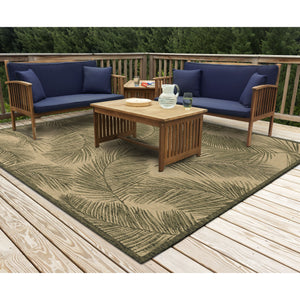 Trans Ocean Liora Manne Carmel Fronds Botanical Indoor/Outdoor Area Rug - Elegant Transitional Design For Any Space Green Polypropylene,Polyester Cres8847406