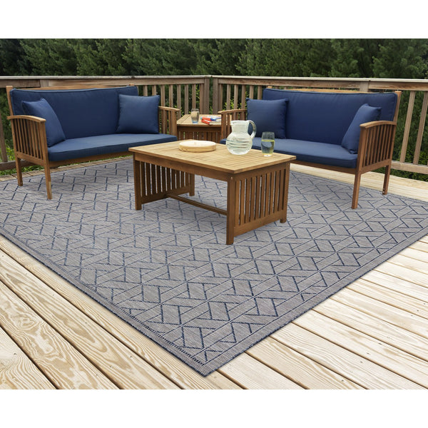 Trans Ocean Liora Manne Carmel Pyramid Indoor/Outdoor Area Rug - Contemporary Geometric Design For Stylish Spaces Navy Polypropylene,Polyester Cres8849633