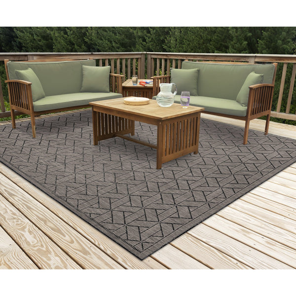 Trans Ocean Liora Manne Carmel Pyramid Indoor/Outdoor Area Rug - Contemporary Geometric Design For Stylish Spaces Black Polypropylene,Polyester Cres8849648