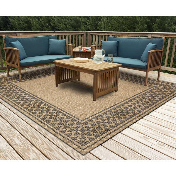 Trans Ocean Liora Manne Sahara Diamond Border Area Rug – Stylish Indoor/Outdoor Accent With Geometric Design Natural Polypropylene,Polyester Sahs8719212