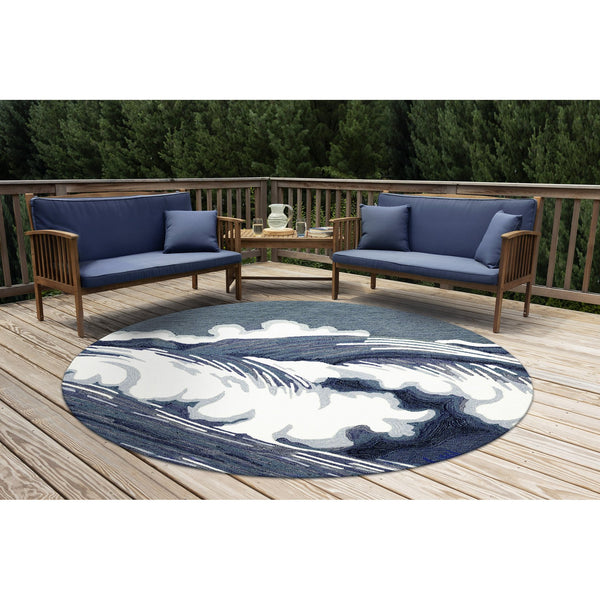 Trans Ocean Liora Manne Capri Wave Indoor/Outdoor Area Rug – Stunning Coastal Design For Elegant Spaces Blue Polyester,Acrylic Capd8175504