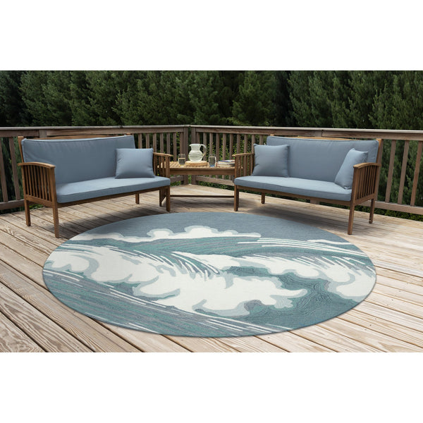 Trans Ocean Liora Manne Capri Wave Indoor/Outdoor Area Rug – Stunning Coastal Design For Elegant Spaces Blue Polyester,Acrylic Capd8175594