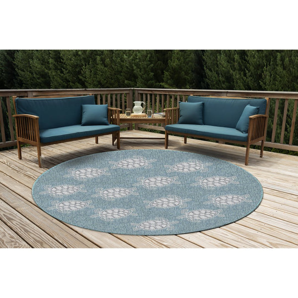 Trans Ocean Liora Manne Carmel Coastal Turtle Indoor/Outdoor Area Rug - Vibrant Beach Style For Any Space Blue Polypropylene,Polyester Cred8841304