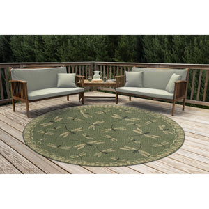Trans Ocean Liora Manne Carmel Dragonfly Indoor/Outdoor Area Rug – Vibrant Nature Design For Stylish Spaces Green Polypropylene,Polyester Cred8844006