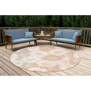 Trans Ocean Liora Manne Carmel Sunflower Field Area Rug - Transitional Botanical Design For Indoor & Outdoor Spaces Beige Polypropylene,Polyester Cred8848312