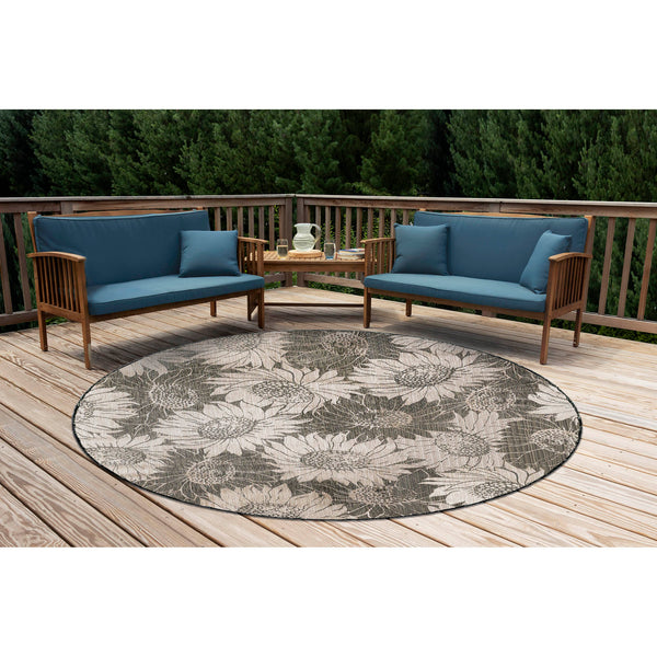 Trans Ocean Liora Manne Carmel Sunflower Field Area Rug - Transitional Botanical Design For Indoor & Outdoor Spaces Black Polypropylene,Polyester Cred8848348